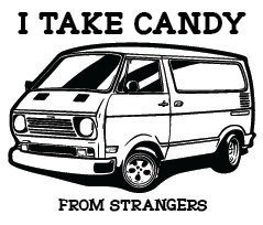 candy from strangers sticker shape